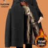 Woodpecker Dad Winter Fleece-Lined Wool Coat for Middle-Aged and Elderly Men, Warm and Thickened, Sizes for 50s to 60s.