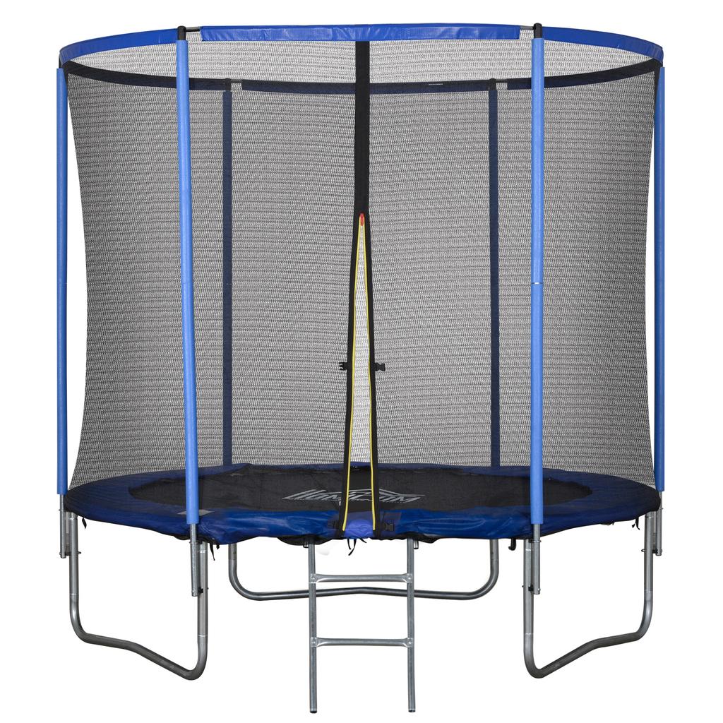 Outdoor Elastic Trampoline, Elastic Mat for Adults for Garden with Safety Net and Padded Edge, Garden and Home Games, Ø244x240cm, Blue and Black