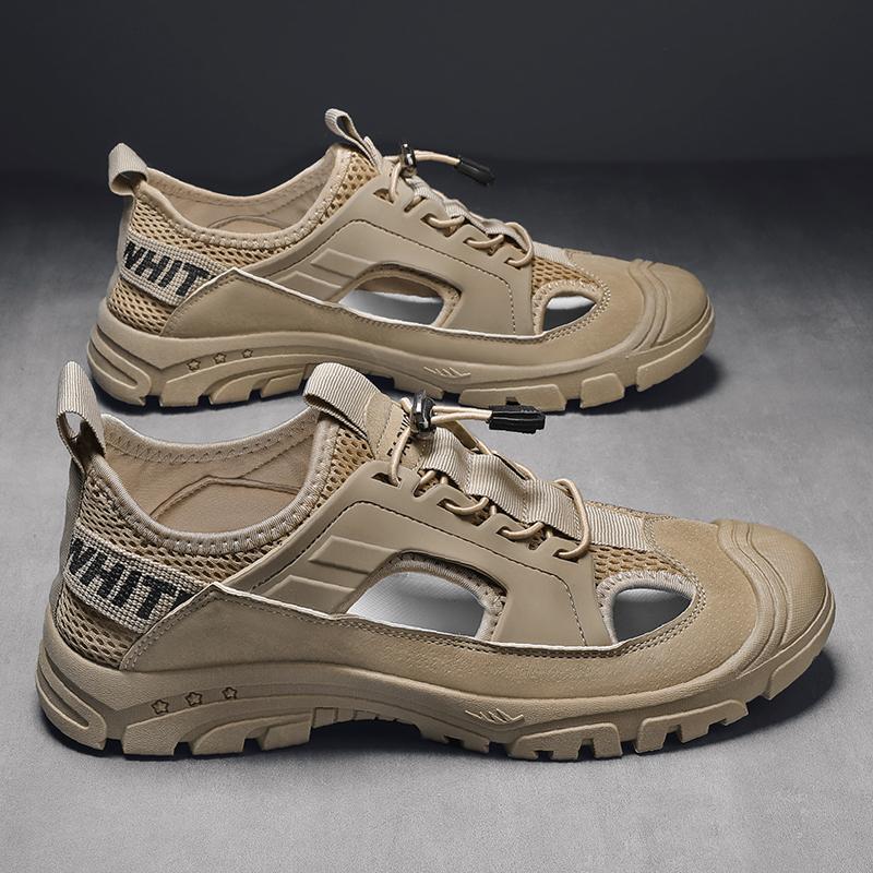 

Мужские спортивные сандалии для улицы, противоударные походные туфли для мужчин, летние пляжные сандалии, мужская обувь для плавания, сетчатая дышащая нескользящая 44 хаки