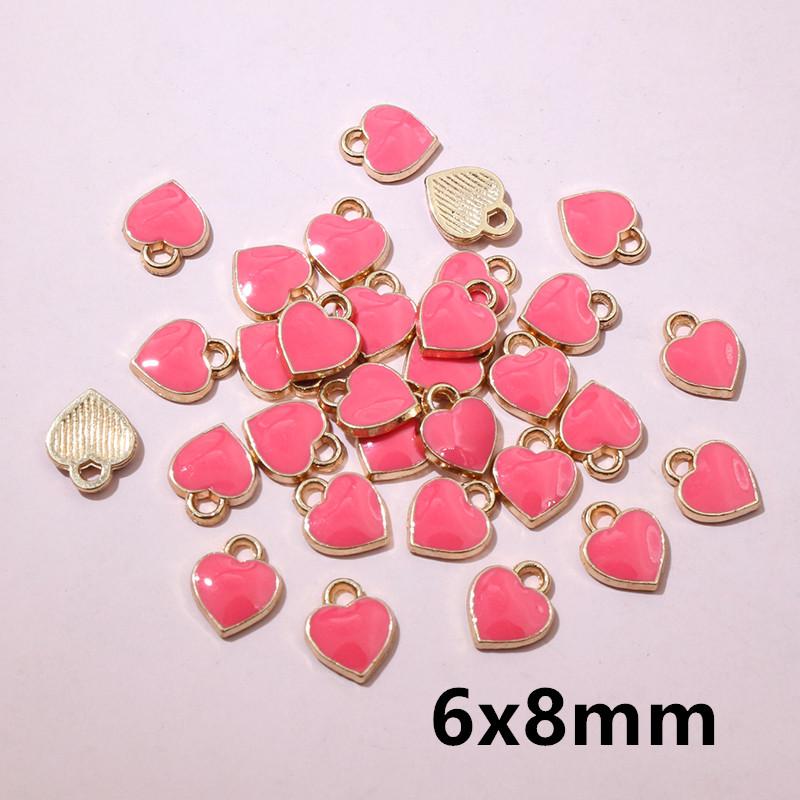 50Pcs 7x8mm Small Colorful Alloy Heart Charms Cute Love Pendants For DIY Bracelet Necklaces Jewelry Making Accessories