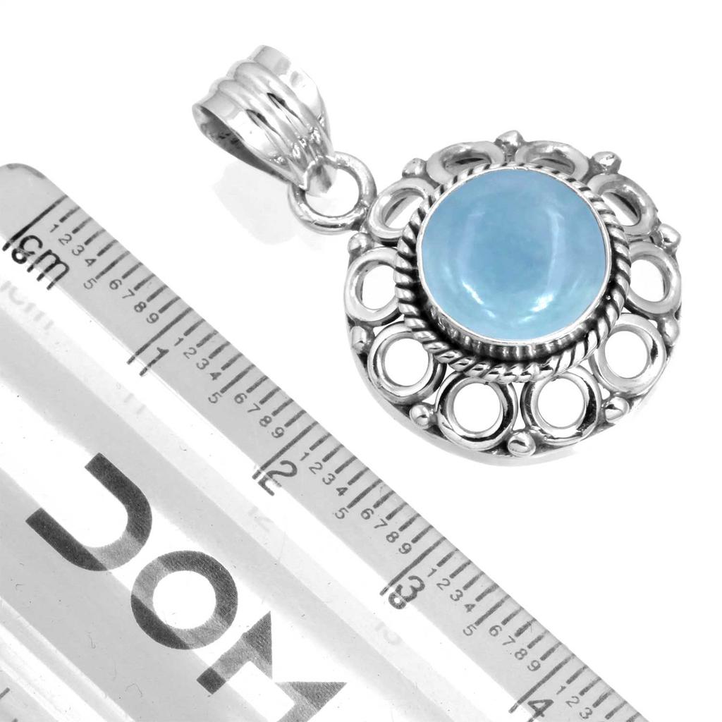 925 Sterling Silver Pendant Women Gemstone Handmade Jewelry Halloween Gift Amazonite Angelite Blue Opal Botswana Agate Mohave Azurite Chrysocolla