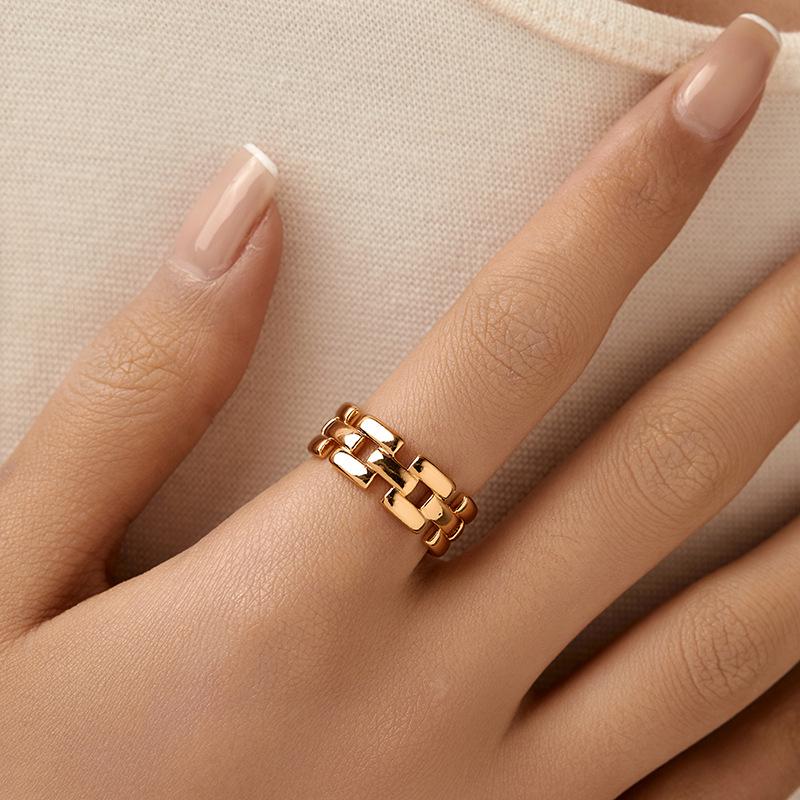 18K Gold Plated Heavy Metal Unisex Ring with High Texture - Eco-Friendly European & American Style