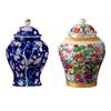 Tea Canister Storage Pot Display Tank Floral Arrangement Ceramic Flower Vase Ginger Temple Jar for Kitchen Dining Room Coffee