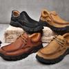 Wiosenne i jesienne ubrania robocze na zewnątrz, skórzane buty, styl brytyjski, biznesowe casualowe skórzane buty męskie, antypoślizgowe, odporne na zużycie, buty dla taty w średnim wieku