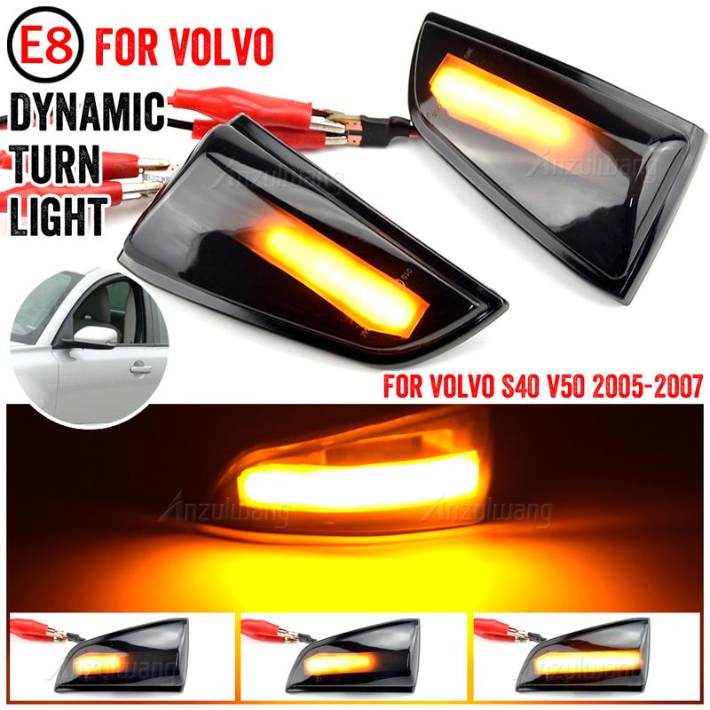 2x For Volvo V50 2004-2007 Prefacelift LED Dynamic Turn Signal Light For Volvo S40 2004-03/2008 Prefacelift Volvo C70 2006-2009