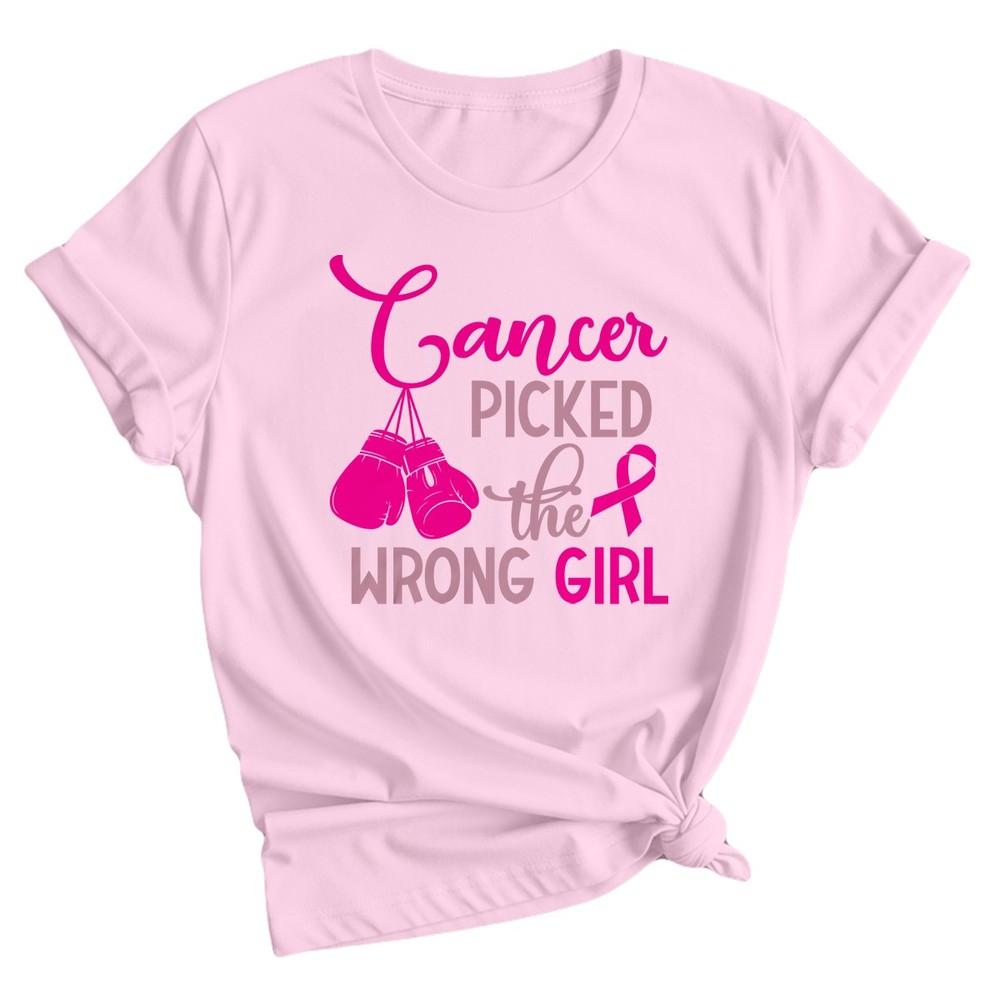 Breast Cancer Picked The Wrong Girl Awareness Fight Pink Ribbon Unisexs TShirt