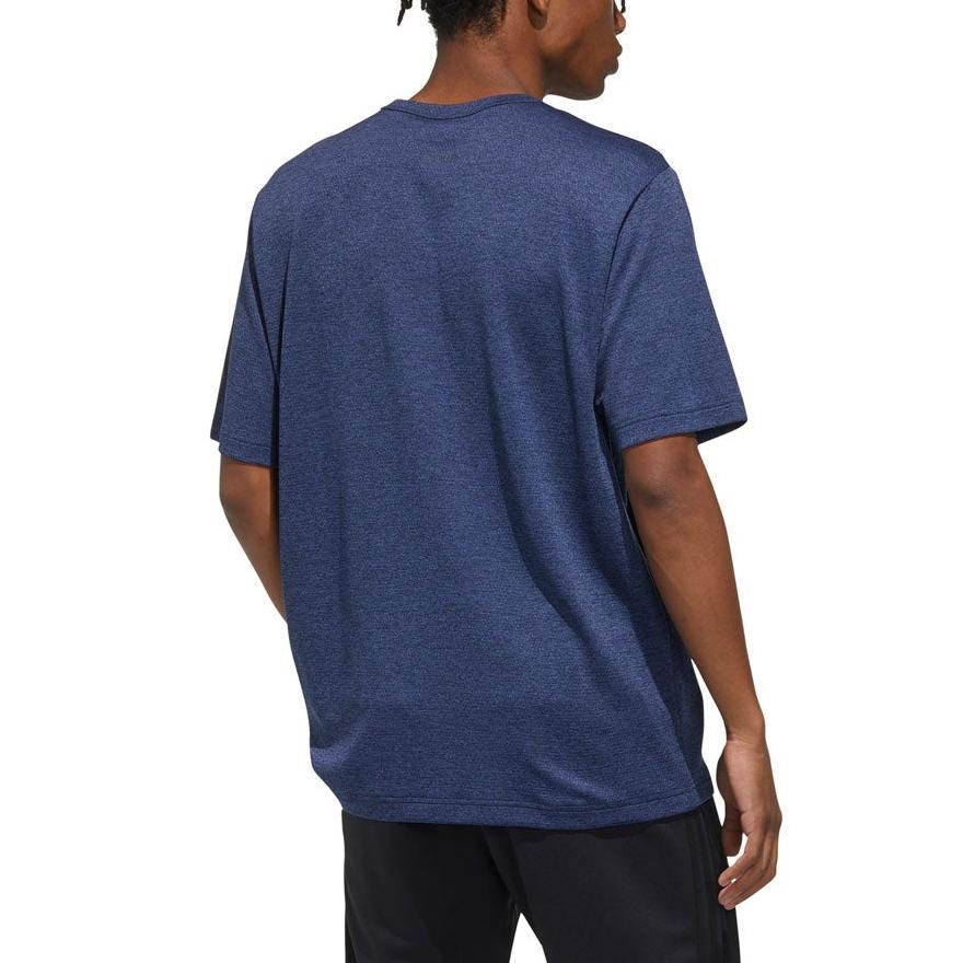 Adidas Solid Color Breathable Training Running Short Sleeve T-Shirt Men Tops Blue FM5395