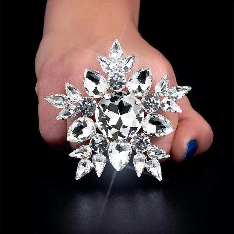 Fashion Exaggerated Super Flash Rhinestone Big Ring Catwalk Runway Modeling Photo Adjustable Ring Stylish Ornament Ring