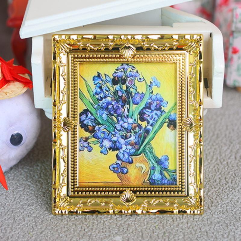 1Pcs Doll House Wall Mural Ornaments 1:12 Scale Dollhouse Oil Painting Vintage Character Landscape Picture Mini Photo Frame