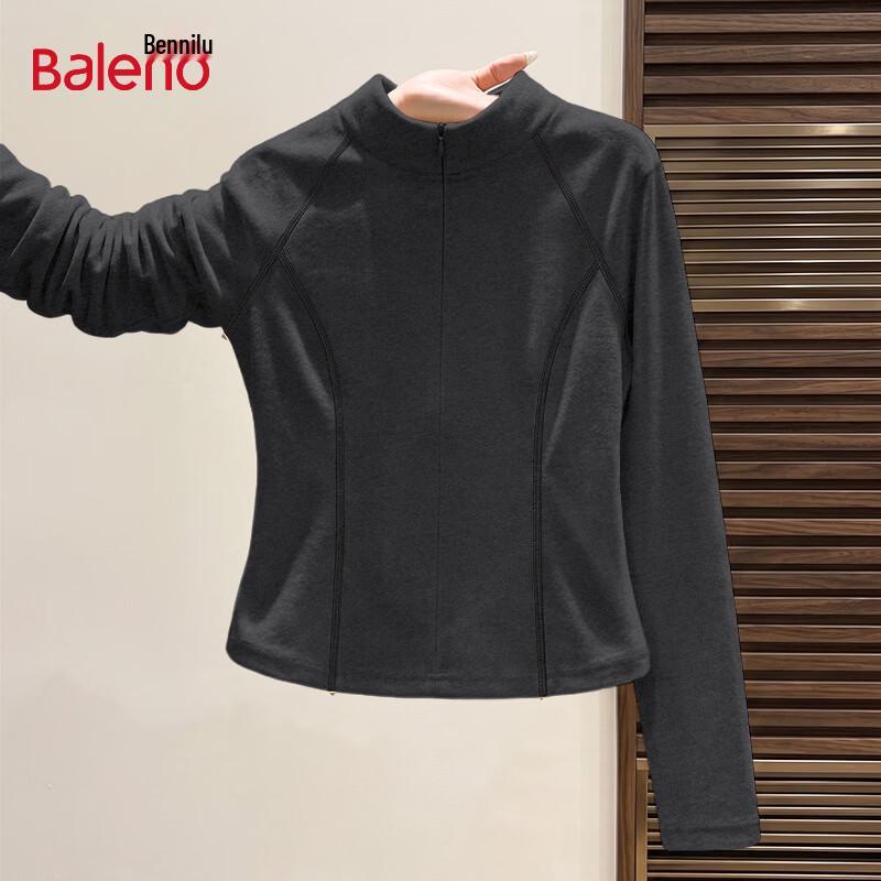 Baleno Women's Half-Zip Slim Fit Long Sleeve Mock Neck Tee