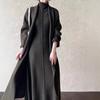 Fashion Knitted Cardigan Turtleneck Vest Dress Women's Two-piece Set Autumn and Winter Long Sweater Casual Suit