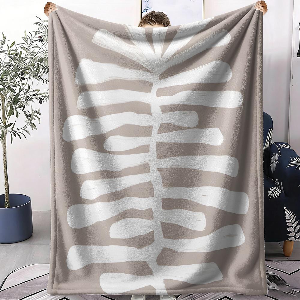 Black Abstract Plant Throw Soft Flannel AC Blanket Lightweight Summer Nap Throw Cozy Blanket for Sofa Bed Travel Home