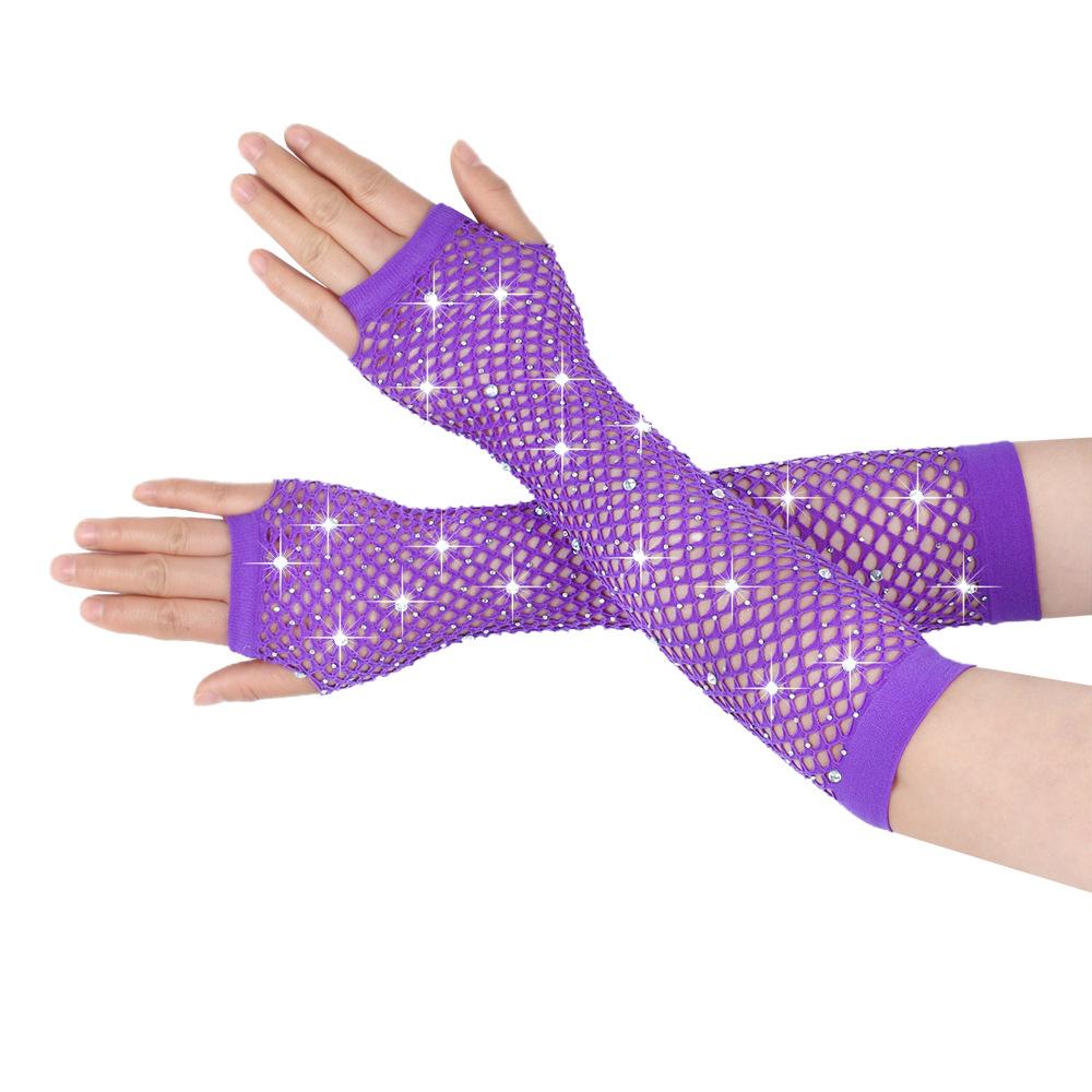 

Перчатки с бриллиантами для вечеринок, рыболовная сеть, эластичные сетчатые перчатки, ретро-ночной клуб, сексуальные, горячие, длинные перчатки с бриллиантами length about 22-25cm