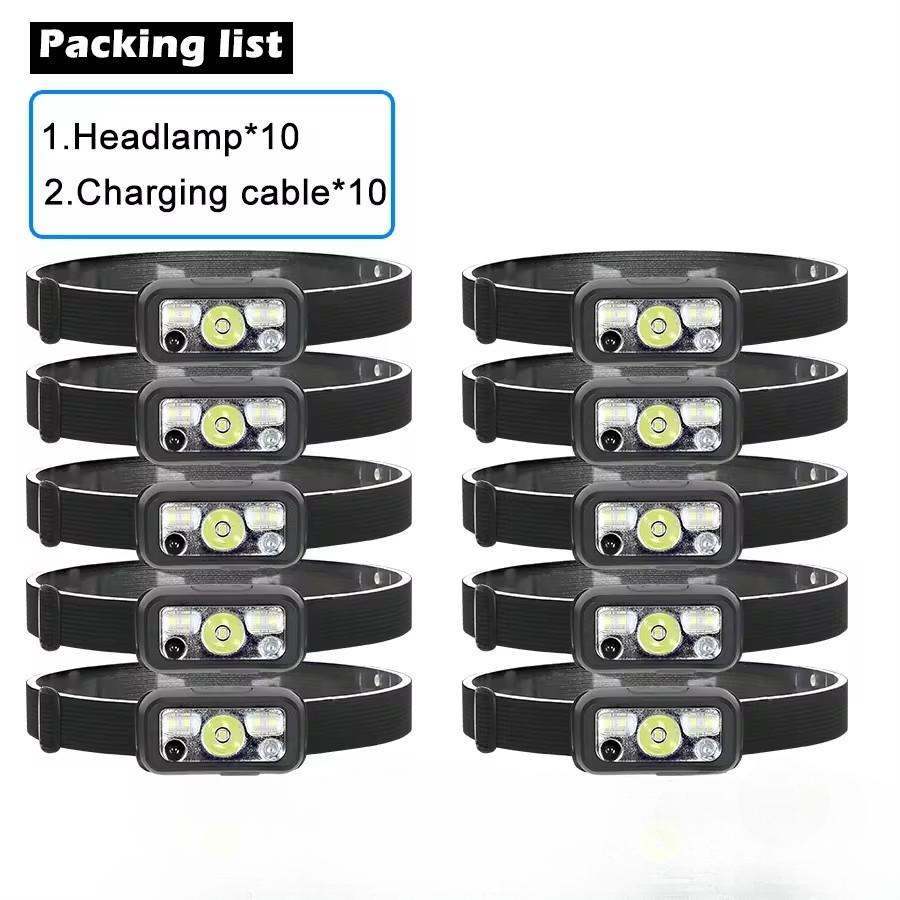 Portable Mini Head Mounted Flash Light USB Rechargeable With Motion Sensor LED Headlight Professional Security Patrol Emergency