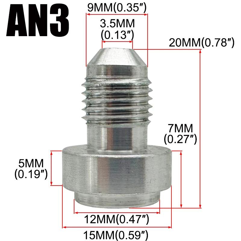 AN3 AN4 AN6 AN8 AN10 AN12 AN16 AN20 Male Weld On Fitting Adapter Weld Bung Aluminum Fuel Hose Pipe Tube Straight Fitting Silver