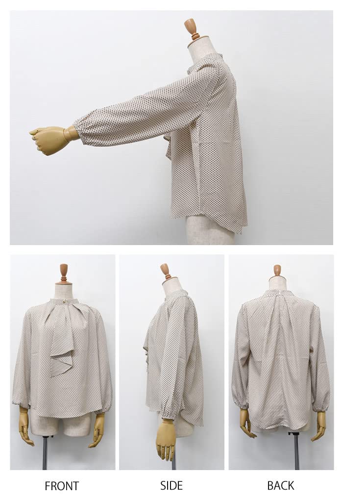 Aquagarage Schal Krawatte Lang Retro Größe LL Damenbluse, Frühling, Herbst, Winter, Ärmel, Muster, Weiß,