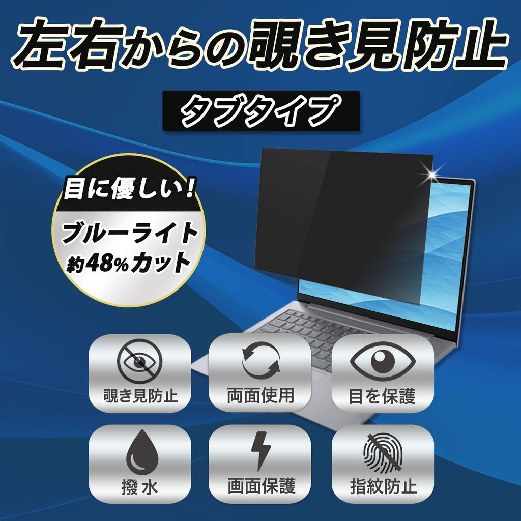 Leipsden Privacy Filter for MINISFORUM MDSA156 Portable Dual Monitor Blue Light Cut Use Seal (Sub-Display) Double-sided "Tab/Adhesive Type"