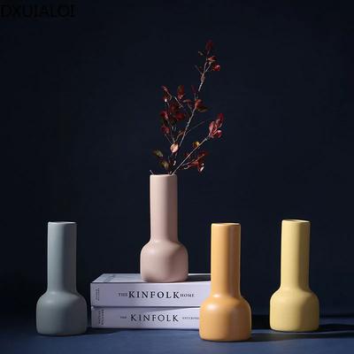 Kreative Farbkeramikvase im nordischen Stil Ornamente Wohnzimmer Heimdekoration Accessoires Blumenvase Keramikhandwerk Geschenk