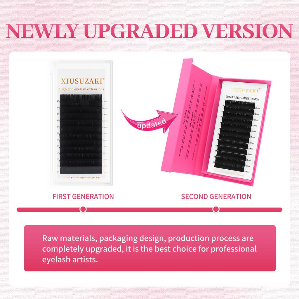 XIUSUZAKI Ellipse Flat Lashes Split Tips Matte Black Soft Natural Individual Classic Eyelashes Extensions Flat Lashes Suppliers