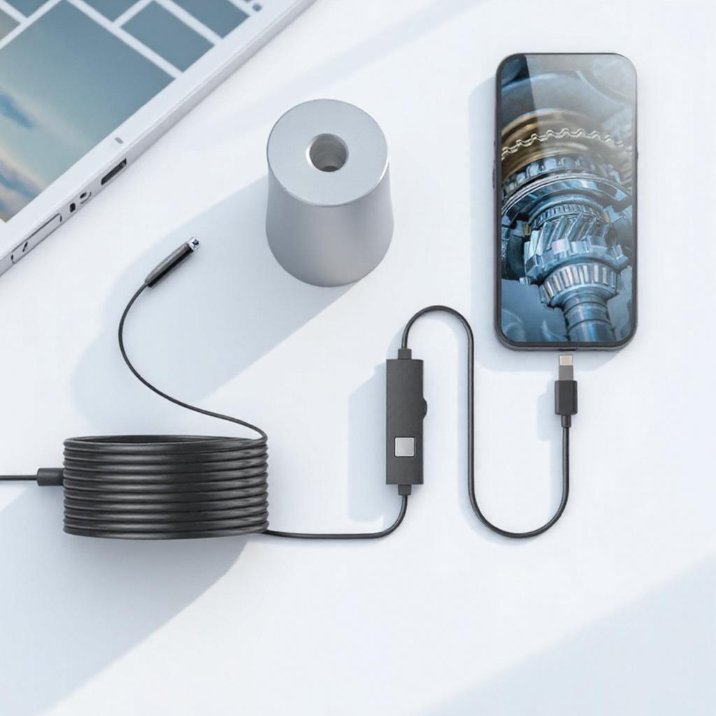 1920P HD Endoscope Camera 164ft Semi Rigid Snake 8 Adjustable LED Lights IP67 Waterproof Borescope for iOS Android