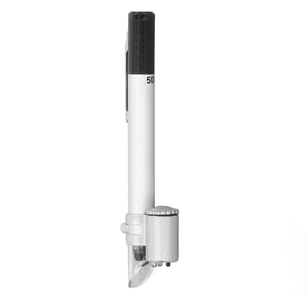Pen Type Microscope 50X Clear Look Portable Pocket LED Magnifier with Scale for Laboratory Home Jewelry Shop