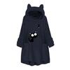 Women Fleece Embroidery Cat Ear Plus Size Hoodie Pocket Top Sweater Blouse