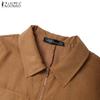 ZANZEA Women Casual Turn Down Collar Long Sleeve A-line Long Dress