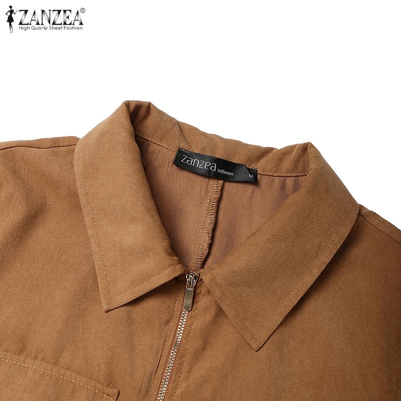 ZANZEA Women Casual Turn Down Collar Long Sleeve A-line Long Dress