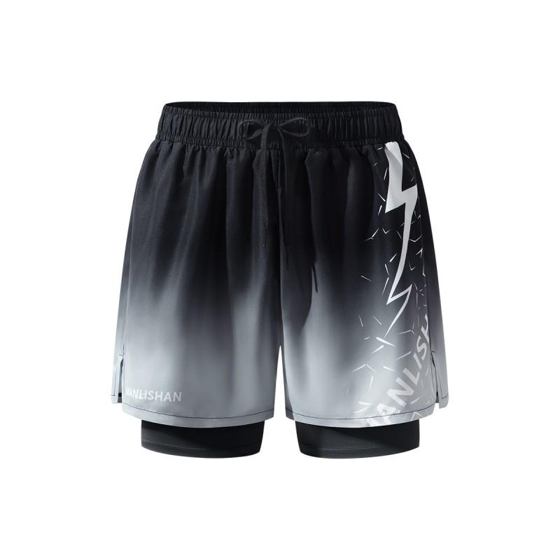 Mens Quick-Dry Double-Layer Swim Trunks With Built-In Briefs Loose Fit Breathable Water Sports Shorts Swimming Surfing