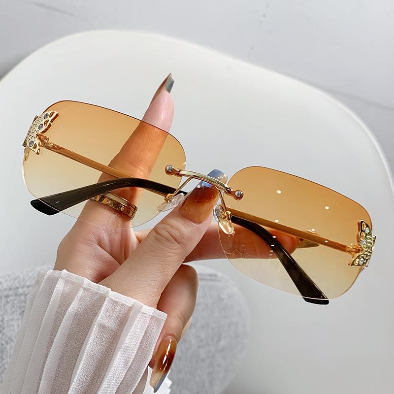 New Frameless Edged Sunglasses Butterfly Metal Frame Exquisite High-end Fashion Sunglasses For Women 81093