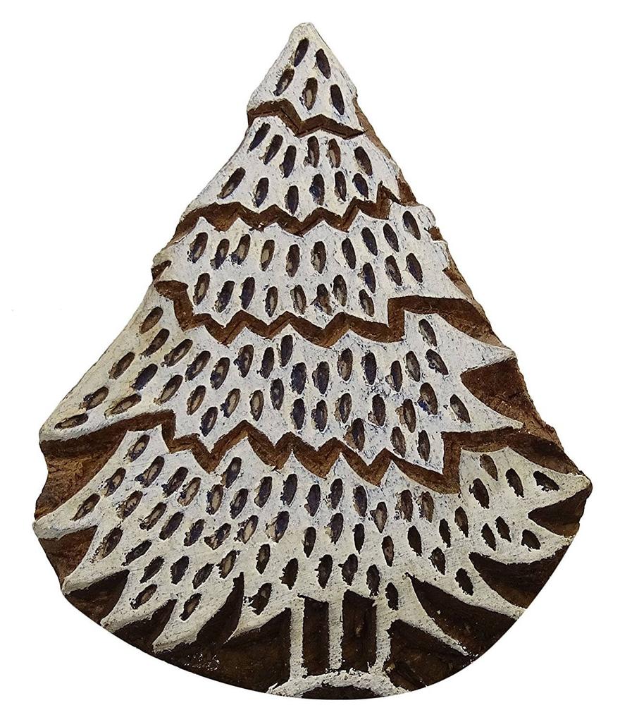 Decorative Wood Stamp Tree Pattern Blocks Hand Carved Textile Printing Block