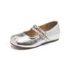 Augustine Mary Jane shoes women's 2025 summer new outer wear ballet style flat bottom with skirt silver small leather shoes