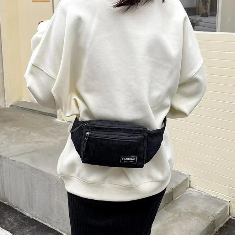 Cord Damen Bauchtasche Kleine Canvas Damen Lässige Schulter Crossbody Taschen Mode Fanny Pack Damen Unifarbene Brusttasche