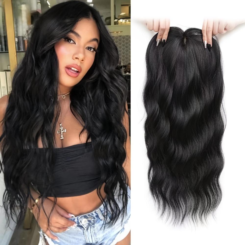 Ombre Topper Hair with Hair Bangs Clip in Top Closures Hairpiece Cover White Hair & Hairline