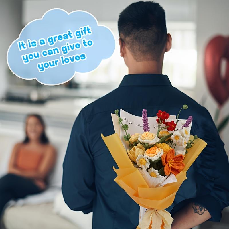 DIY Rosenstrauß Häkelset mit Garn - Komplettes Strickset für Hochzeits- und Valentinstagsgeschenke - Sortierte Farben für Bastelbegeisterte