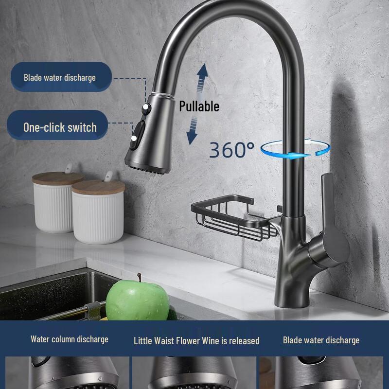 Gunmetal Grey Pull-Out Kitchen Faucet