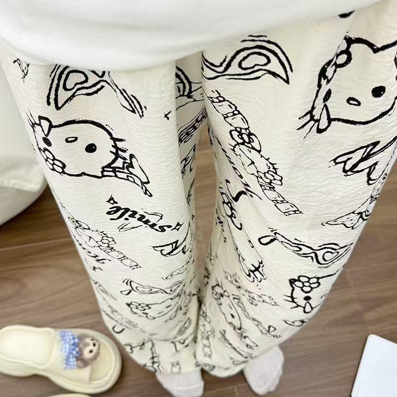 Women's Summer Pajama Pants Cute Cartoon Sleepwear Loose Lounge Joggers Casual Outdoor Wear