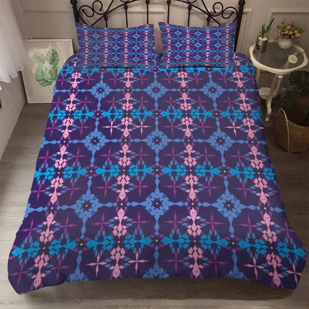 Comforter Bedclothes Microfiber Fabric Circle Elasticity Geometric Style Bedding Red Pink Blue Bedding Ropa De Cama Bed