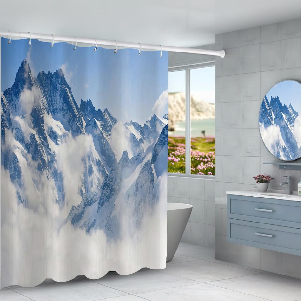 JINRUN Badezimmer verdickter wasserdichter Vorhang, schimmelfester Duschvorhang, Duschtrennwand-Vorhang, Duschvorhang, Badezimmer-Vorhang, kostenlose Perforation
