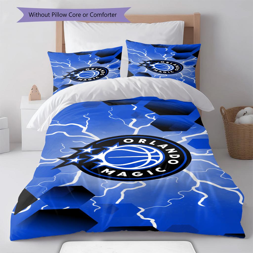 Orlando Magic Logo Pattern Bedding Set Quilt Cover Pillowcase Home Decor Gift (1 * Duvet Cover + 2 * Pillowcase, Without Core)