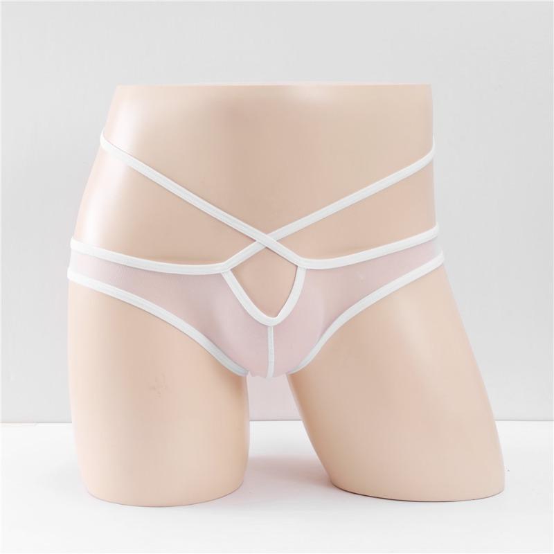Men Hole In Front Thongs Lingerie Men'S Bulge Enhancing Thong G-String Underwear Pouch Mesh See Through Underwear Hollow Panties
