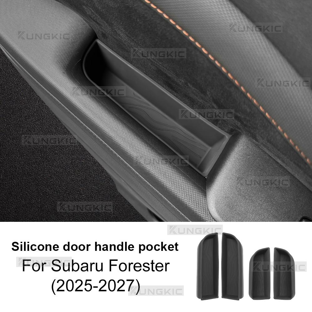Car Door Handle Storage Box for Subaru Forester 2025 2026 2027 Silicone Organizer Tray Interior Accessories Anti-Scratch