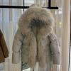European Station Winter New Raccoon Big Fur Collar Hooded Down Jacket Women's Short Thickened Warm Waist Jacket