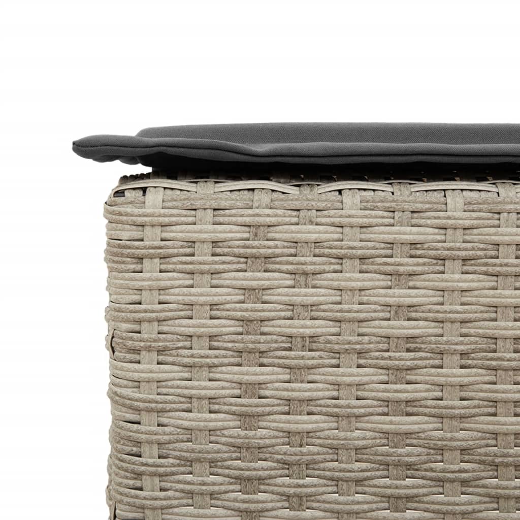 Garden Bar Stool with Cushions 2 pcs Light Grey Poly Rattan