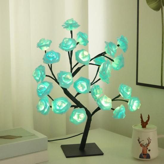 Rose Flower Tree Lamp USB Powered Artificial Bonsai Flower Night Light LED Rose Tree Table Lamp Mother's Day Valentine's Day Gifts for Mom Women Wife