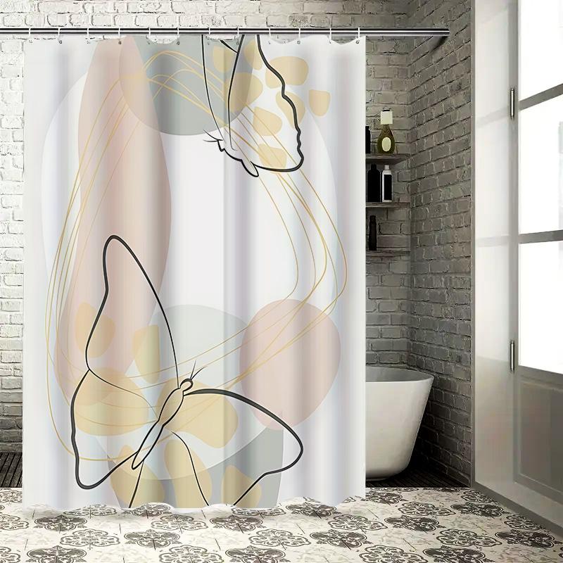 

Butterfly Pattern Shower Curtain For Bathroom Decor - Soft Colors And Elegant Design Waterproof Durable Complimentary Hook W60H190(CM)-1 Pcs