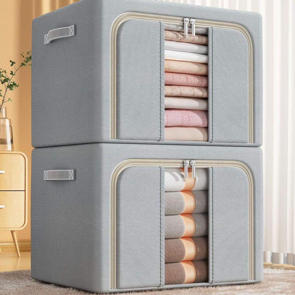 Steel Frame Oxford Cloth Foldable Storage Box - Moisture-Proof, Large Capacity for Clothes & Home Organization