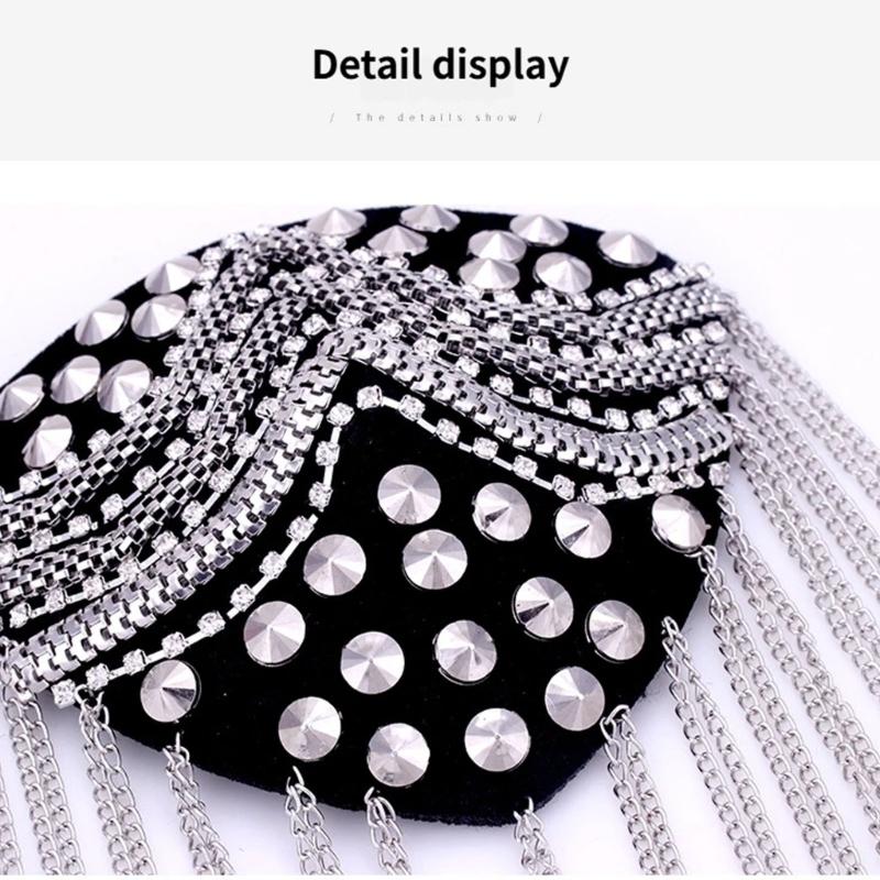 Metal Shoulder Embellishments Crystals Fringes Decorations For Evening Gowns And Handmade Craft