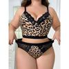 Sexy Leopard Lace Thin Lingerie Set Collect Vice Breast Anti-sagging Bra Mesh Patchwork Sexy Panties Two-piece Soft Breathable Plus Underwear Set