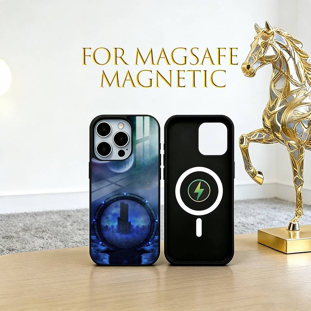 Stargate A-Atlantis Handyhülle Für iPhone17,16,15,14,13,12,11 Plus,Pro Magnetisch mit Magsafe Kabelloses Laden